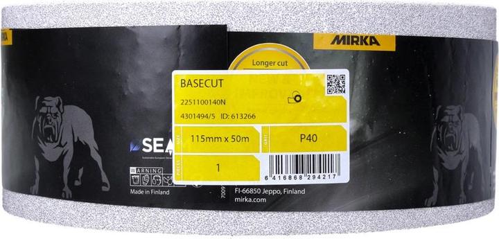 Image du produit Mirka BASECUT Rouleau de papier abrasif 115 mm x 50 m, P40, Papier abrasif universel ( 2251100140N ) (P40)