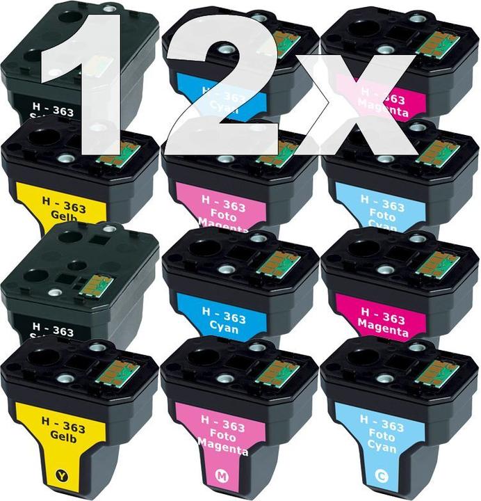 Actual product image Druckfuxx 12x XL PATRONE für HP-363 C5180 C6250 C7180 C7280 C8180 3110 3210 3310