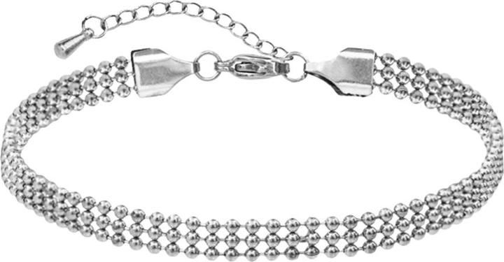 Star Piercing Fusskette silber drei einzelne Kugelketten (ohne Messing, Chirurgenstahl 316L, 26 cm)