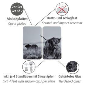 Produktbild Wenko Herdabdeckplatten Highland Cattle schwarz 2 St.