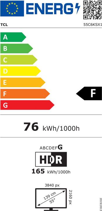 Energy Label TCL 55C6KS (55", Mini-LED, 4K, 2025)