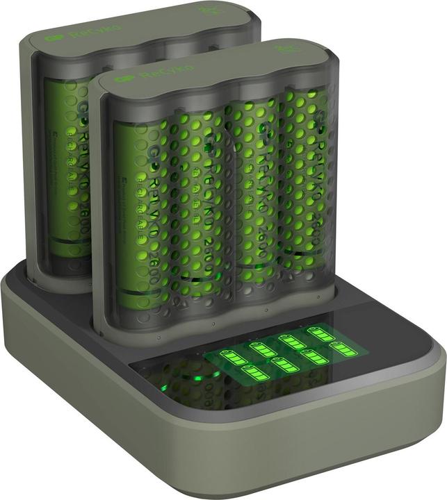 Productafbeelding GP Batteries ReCyko M4D85 8-poorts LCD Docking St. + 4x AA NiMh 2600mAh (8 Pcs., AA, 2100 mAh, Oplaadbare batterijen + lader)