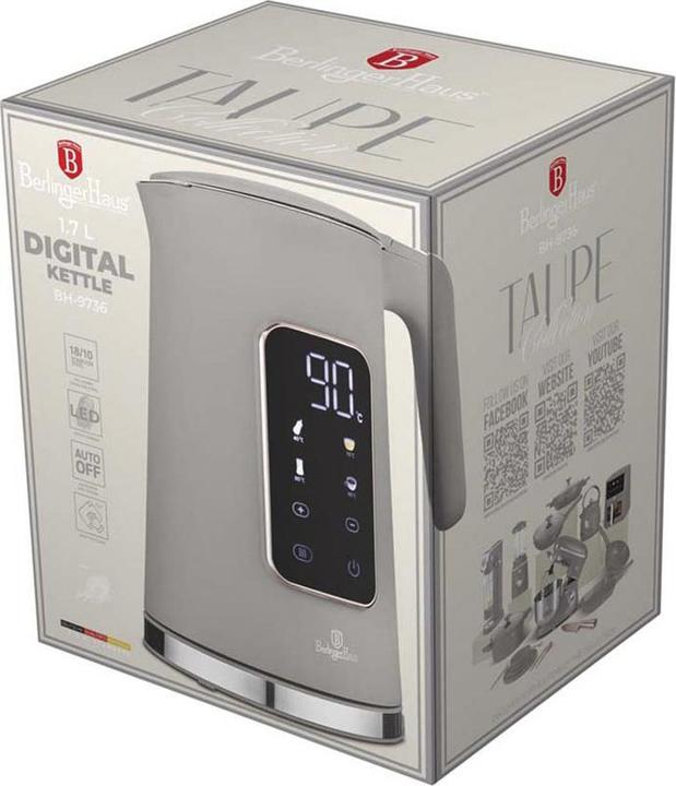 Produktbild BerlingerHaus Haus Wasserkocher 1.7L mit Digitalanzeige matt taupe Taupe Collection (1.70 l)