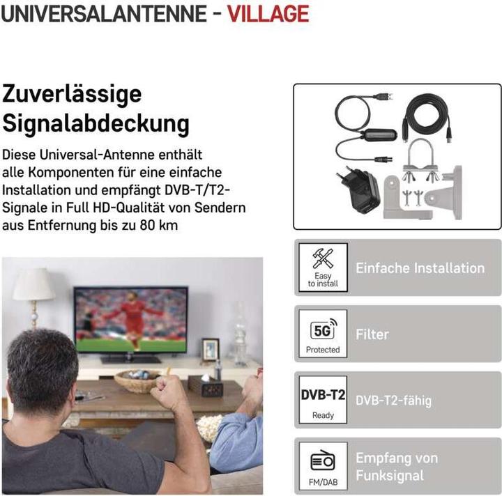 Actual product image Emos Village Moon-V900 (Parabolic antenna, 20 dB, DAB/ DAB+, LTE, DVB-T / -T2)
