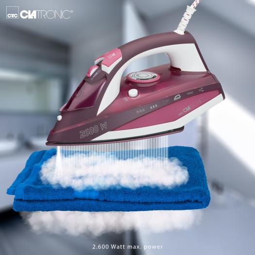 Produktbild Clatronic DB 3705 Dampfbügeleisen 2600W Keramiksohle weiss-rot (2600 W)