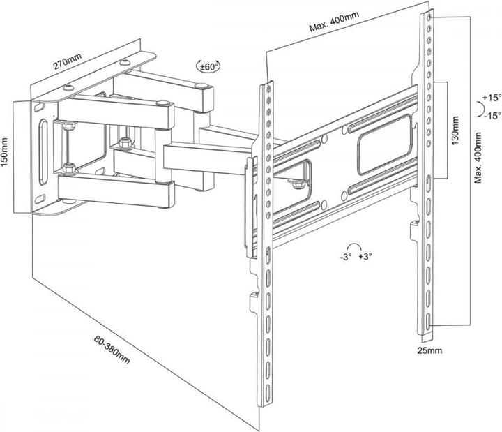 Immagine prodotto Maclean TV-Wandhalterung 32-75", 50kg, MC-788 (75", 50 kg)