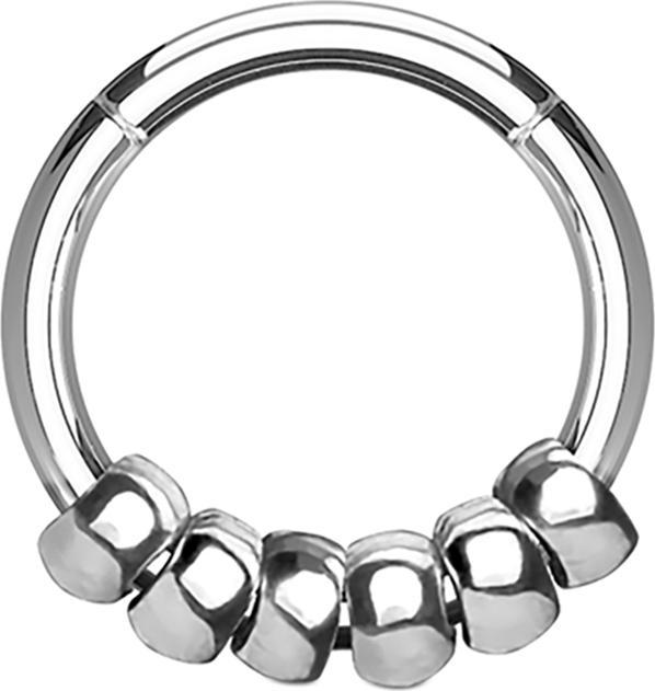 Immagine prodotto Star Piercing Anello a micro segmenti con cerniera in argento e perline in acciaio argento (Acciaio chirurgico 316L, senza ottone)