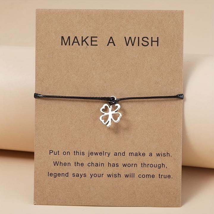 Image du produit PhoneLook Bracelet universel trèfle à 4 feuilles Make a Wish avec cordon en similicuir (Similicuir)