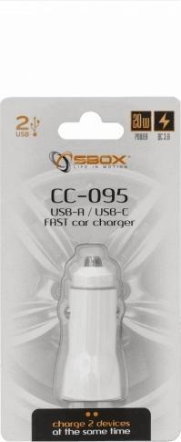 Actual product image Sbox Car Charger CC-095 20W White