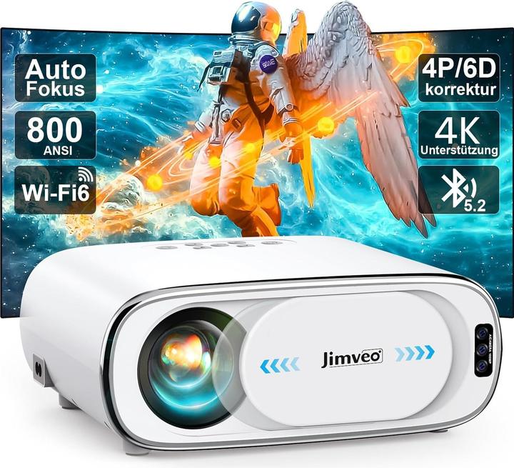 Produktbild Jimveo 4K Smart Beamer E30 mit Auto-Fokus & WiFi6 (4K, 800 lm)