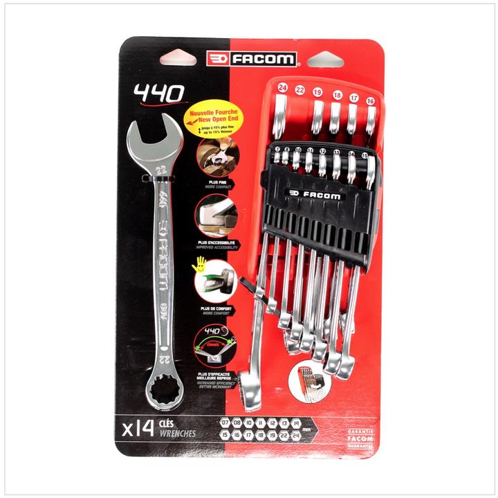 Actual product image Facom Combination wrench set (19 mm, 12 mm, 24 mm, 14 mm, 22 mm, 16 mm, 10 mm, 18 mm, 7 mm, 17 mm, 11 mm, 15 mm, 8 mm, 13 mm)