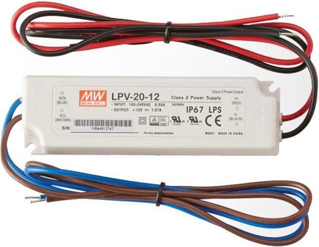 Produktbild MeanWell MEAN WELL LPV-20-12, 20 W, 90 - 264 V, 20 W, 47 - 63 Hz, 1.67 A, White