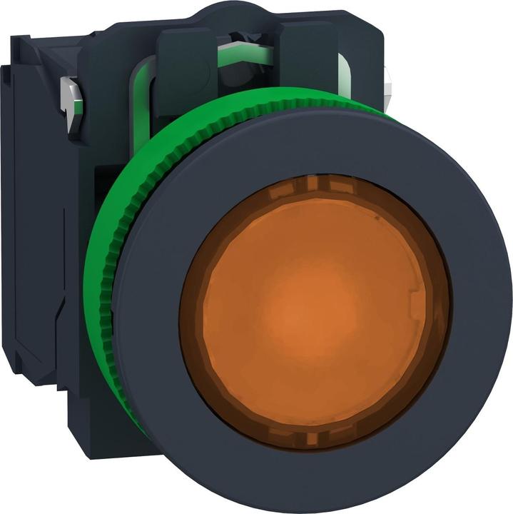 Actual product image APC Electric illuminated pushbutton, flat, complete, ø30mm, IP69K, LED, orange, 1 NC + 1 NO