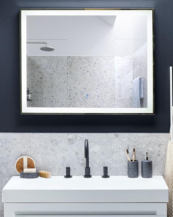 Produktbild Beliani Badspiegel mit LED-Beleuchtung rechteckig 90 x 70 cm ARGENS (90 x 70 cm)