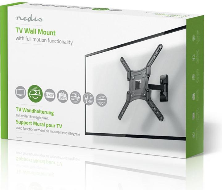Actual product image Nedis Full-motion TV wall mount - 23-55 " - 30 kg - 67 mm - Tiltable - Rotatable - Steel / Artificial (Wall, 55", 30 kg)