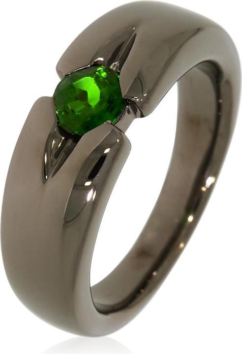Xen Ring mit 5 mm Chromdiopsid ca. 0,50 ct. Black Rhodium (56, 925 Silber)
