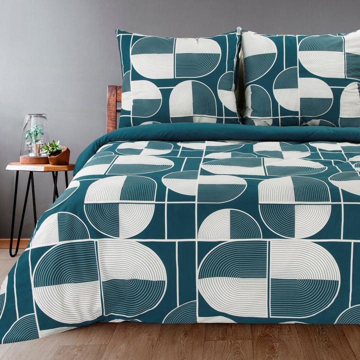 Produktbild Eurofirany Bettwäsche 220x200 cm Baumwollfarbe dunkelblau, weisses geometrisches Muster Ella9 Ella Linie (Duvetbezug, 220 x 200 cm)