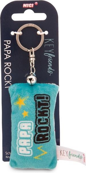 Actual product image Magni NICI Schlüsselanhänger Mini Plüschkissen Papa rockt! mit Glöckchen 8cm