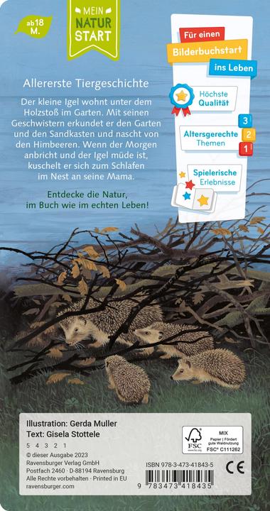 Produktbild Ravensburger Ich bin der kleine Igel (Deutsch, Gisela Stottele, 2023)