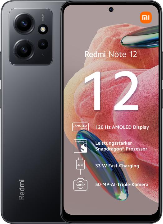 Productafbeelding Xiaomi Redmi Note 12 (128 GB, Onyx grijs, 6.67", Dubbele SIM, 50 Mpx, 4G)