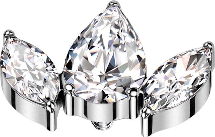 Immagine prodotto Star Piercing Dermal Anchor argento due ovali e una goccia di cristallo d'argento (Titanio G23, senza ottone)