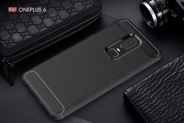 Productafbeelding Screenguard OnePlus 6 Cover Koolstof Geborsteld Zacht TPU (OnePlus 6)