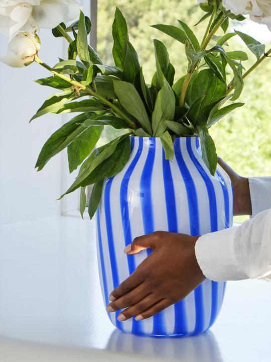 Actual product image HAY Vase JUICE Navy Striped (1 x, 20 x 28 cm)
