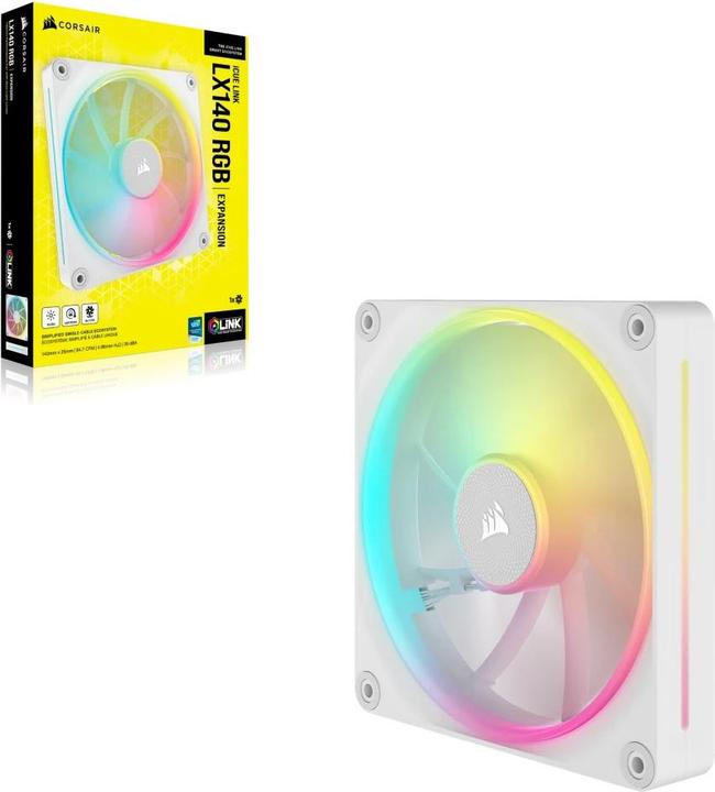 Actual product image Corsair LX RGB Series, iCUE LINK LX140 RGB White, 140mm RGB Fan, Single Fan (140 mm, 1 x)