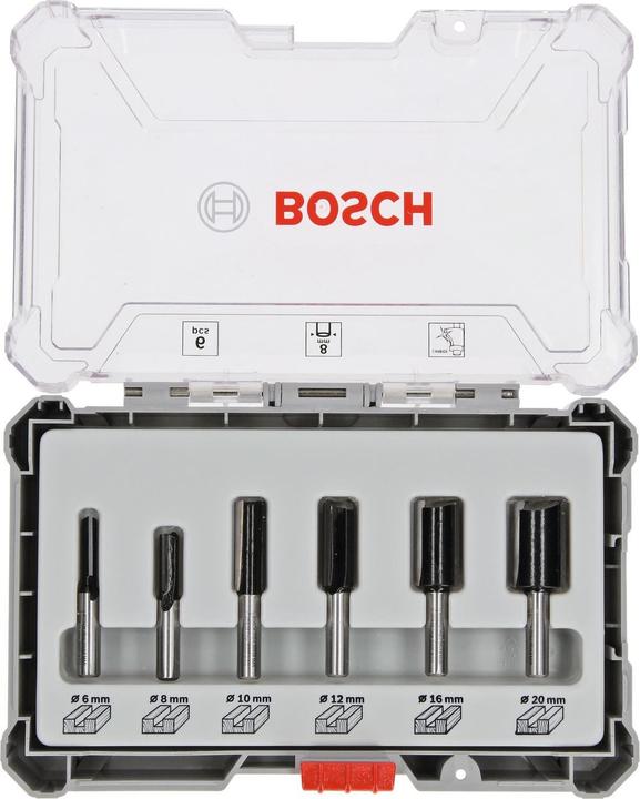 Bosch Professional Zubehör 6-teiliges Nutfräser-Set, 8-mm-Schaft für Handfräsen