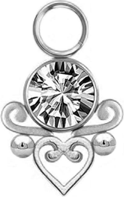 Star Piercing Anhänger silber Kristall silber filigranes Herz (ohne Messing, Chirurgenstahl 316L)