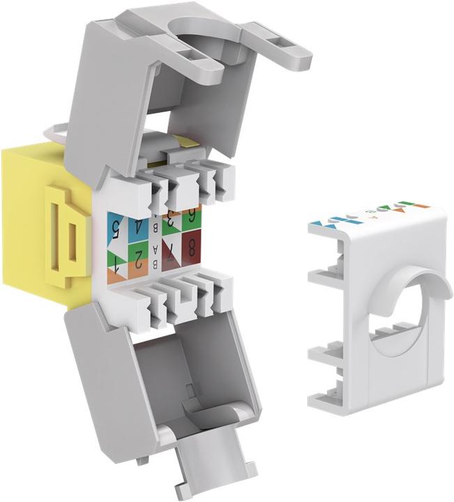 Produktbild Goobay CAT 6a KeyStone RJ45 Jack,ungeschirmt, 500MHz, Gelb-Weiss (Keystone Modul)