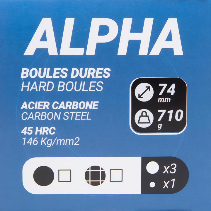 Produktbild Geologic Boulekugeln Alpha glatt oder geriffelt Allroundkugeln Wettkampf 3 Kugeln hart (3 x, 70.50 mm)