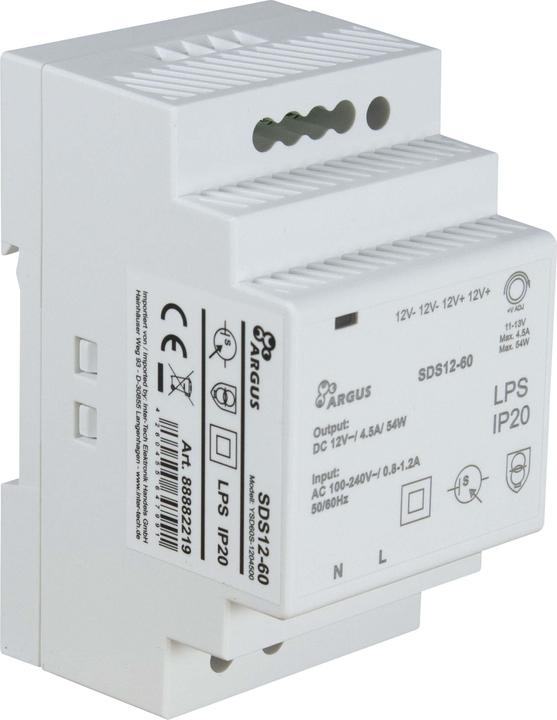 Intertech INTER-TECH SDS 12-60 Alimentation sur rail DIN 12V Tension de sortie 60W Puissance