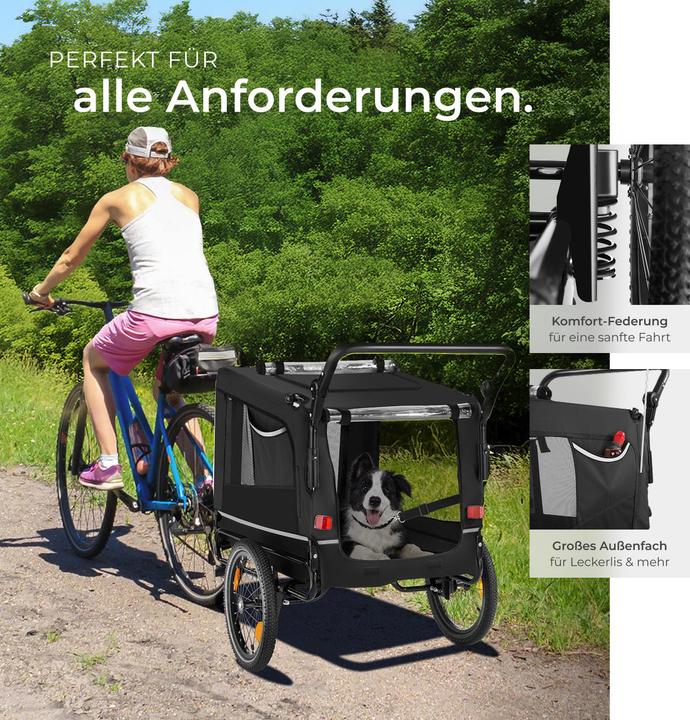 Produktbild tectake Hundeanhänger WoofRider multifunktional, faltbar, bis 40kg
