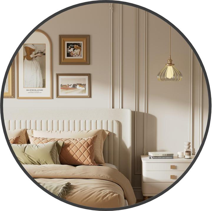 Produktbild Songmics Spiegel Ø 61 cm, Schwarz (61 x 61 x 3.6 cm)