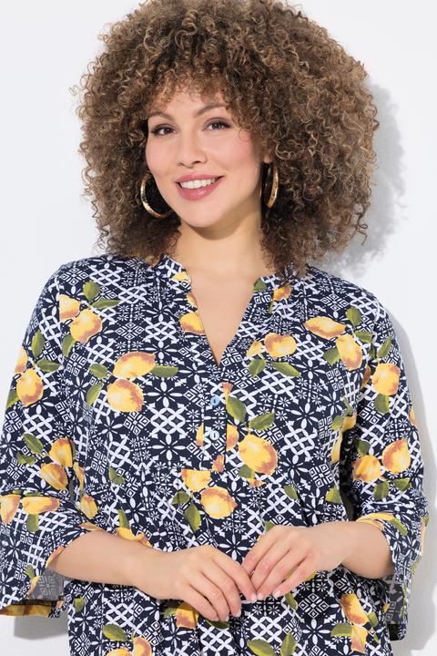 Produktbild Ulla Popken Jerseykleid, A-Linie, Tunika-Ausschnitt, 3/4-Arm (56)