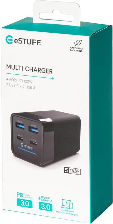 Produktbild eSTUFF Multi charger PD120W 2C+2A (120 W)