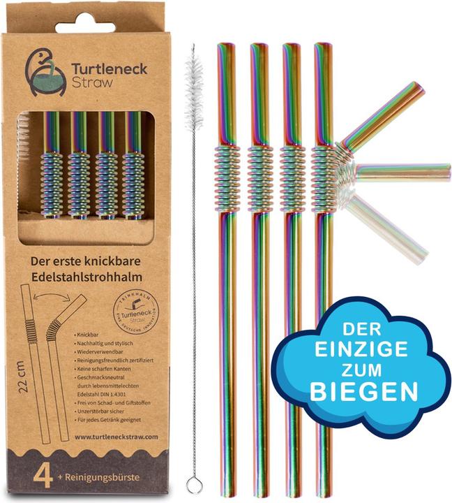 Actual product image Turtleneck Straw Bendable stainless steel drinking straws (4 x)