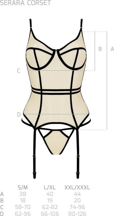 Actual product image Passion PE Serara corset & thong beige S/M (S, M)