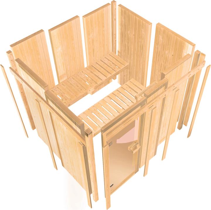 Actual product image Karibu Sauna Sodin front entry, wreath (4.5 KW Bio external control)