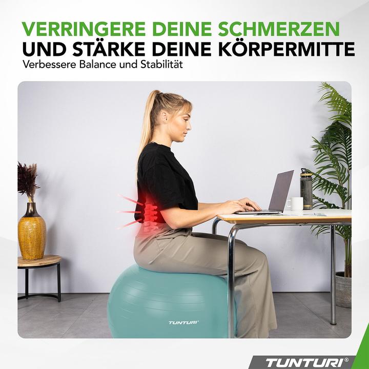 Image du produit Tunturi Gym Ball - Fitnessball reissfest ABS 90 cm Petrolblau (90 cm)