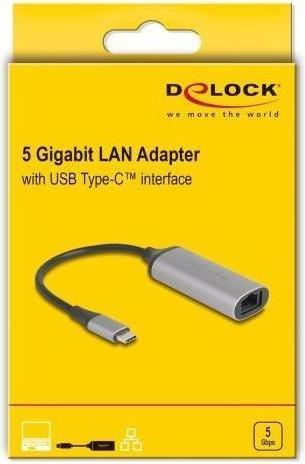 Actual product image Delock USB Type-C Adapter zu 5 Gigabit LAN (USB-C, RJ45 (1x))