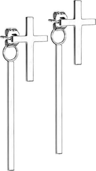 Star Piercing Ohrstecker silber Kreuz Anhänger Balken (ohne Messing, Chirurgenstahl 316L)