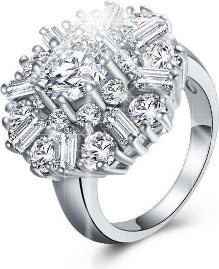 Immagine prodotto Hermex Anello placcato argento con topazio bianco - Misura 55 / Misura 8 (55, 925 Argento)