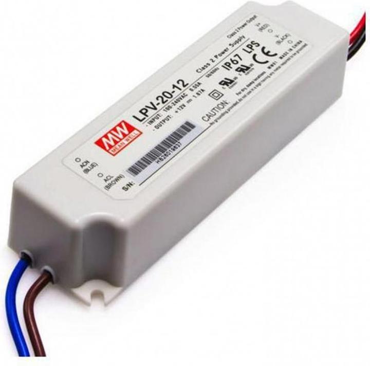 Produktbild MeanWell MEAN WELL LPV-20-12, 20 W, 90 - 264 V, 20 W, 47 - 63 Hz, 1.67 A, White