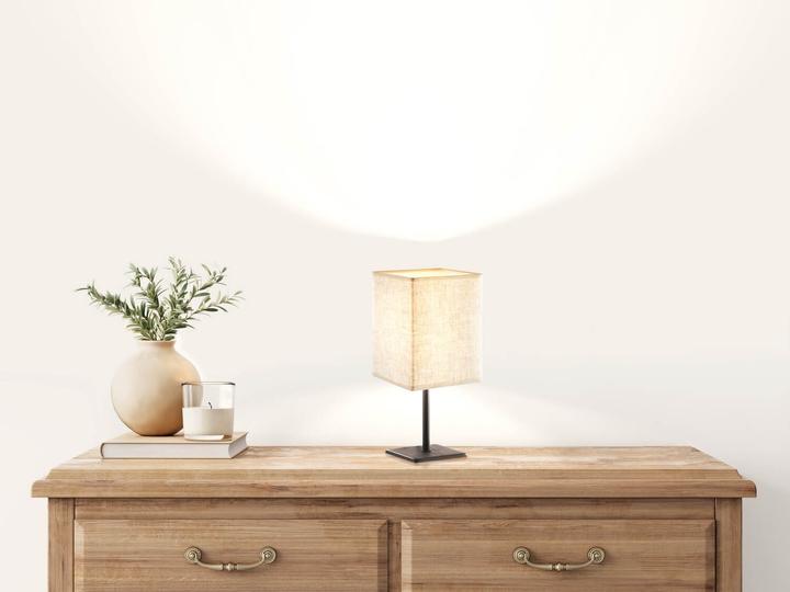 Produktbild FHL easy FHL Lela Tischleuchte Leinenschirm rechteckig Modern E14 schwarz-natur 850260 (E14)
