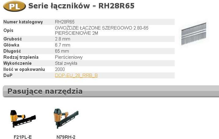 Actual product image Bostitch GWOŹDZIE RH 2.8 x 65mm 21' RING 2000 szt. (2000 Piece)