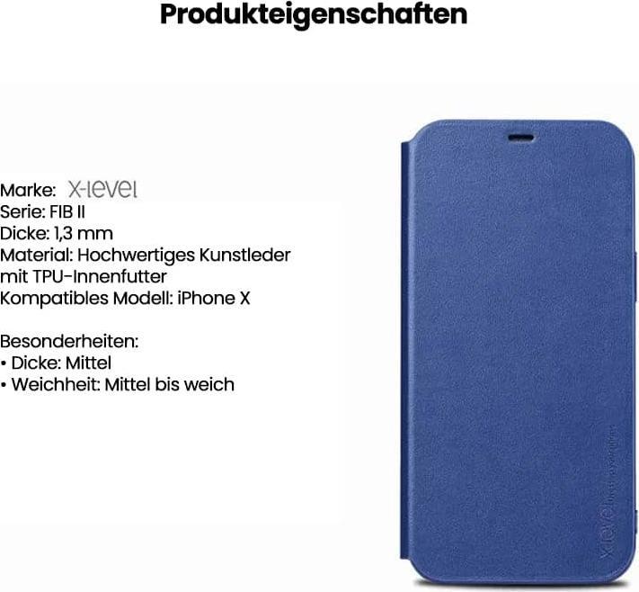 Produktbild X-Level Samsung Galaxy S7 edge - FIBColor Flip Etui, Kunstleder, 360° Rundumschutz, Dunkelblau (Samsung Galaxy S7 Edge)