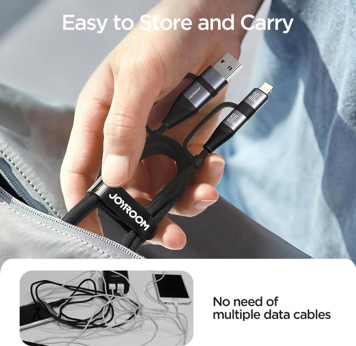 Produktbild Joyroom Cable SA37-2T2 4in1 2C 1L 1A, 60W, 1.2m black (1.20 m, USB 3.0, 60 W)