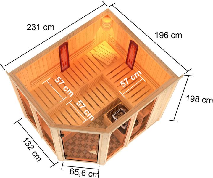 Produktbild Karibu Infrarotkabine Ava Eckeinstieg (9 KW Bio externe Steuerung)